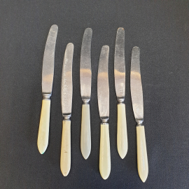 Набор столовых ножей с пластиковой ручкой, 6 шт, нержавейка, СССР